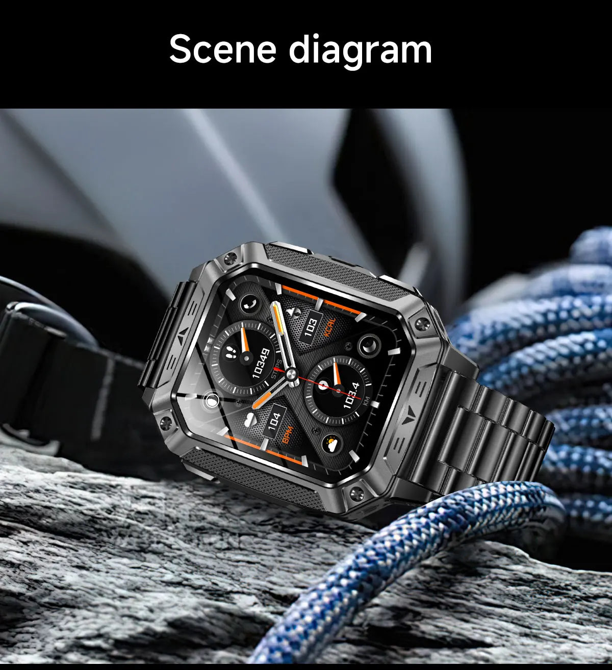 2026 Military 5ATM Waterproof Smart Watch Men 1400mAh Battery GPS Tracks 2.01" HD AMOLED Bluetooth call Sport Fitness Smartwatch