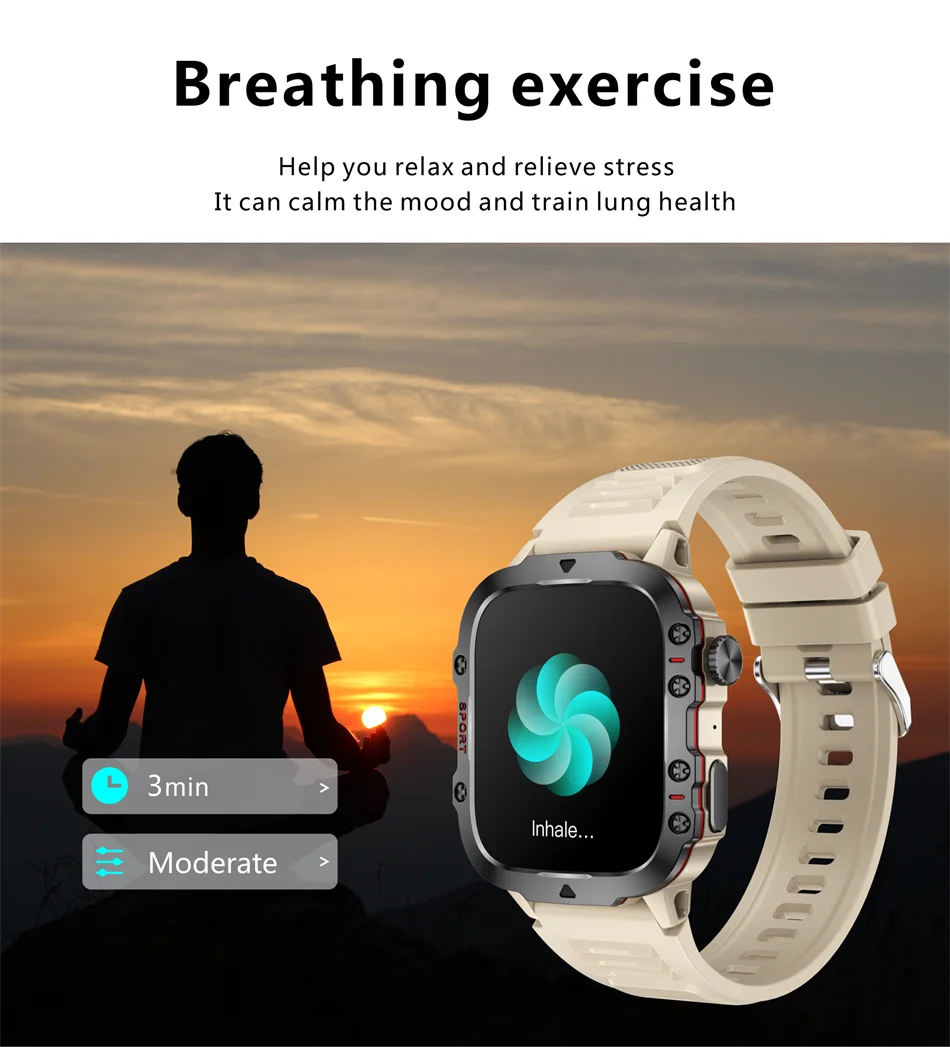 LIGE Military Smart Watch Men Outdoor Sports 3ATM Waterproof  Blood Oxygen Bluetooth Call Watches Men Smartwatch For Android New