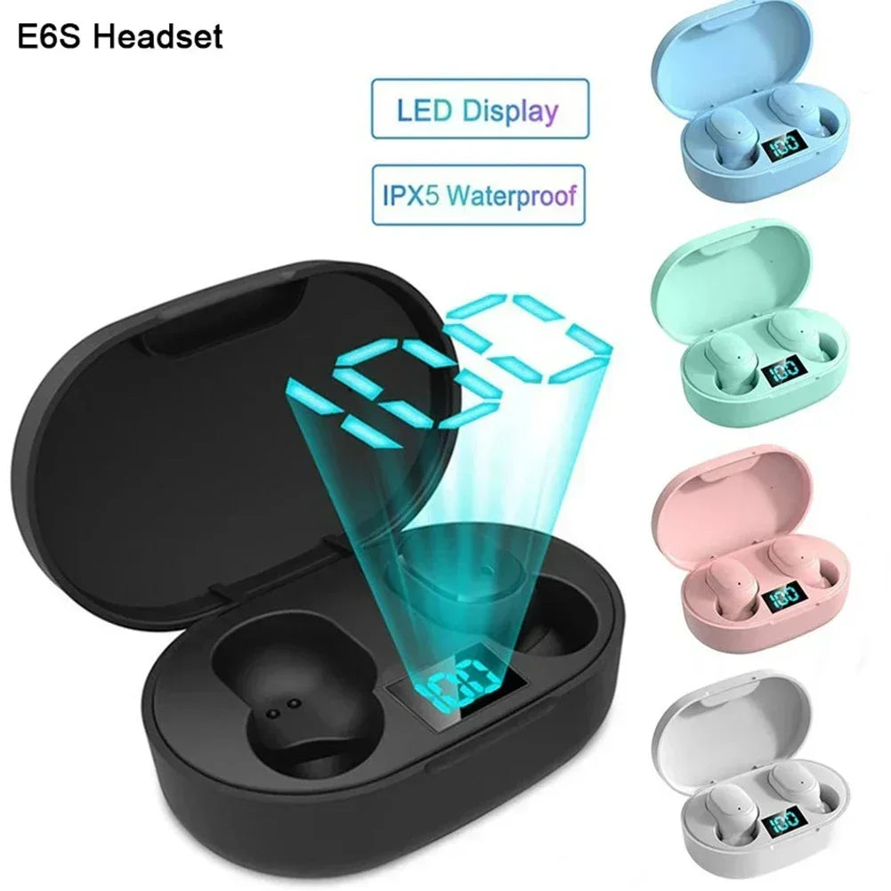 2026 New E6S Wireless Earbuds Noise Canceling Waterproof Ear Buds in-Ear Stereo Headphones with LED Display Charging Case