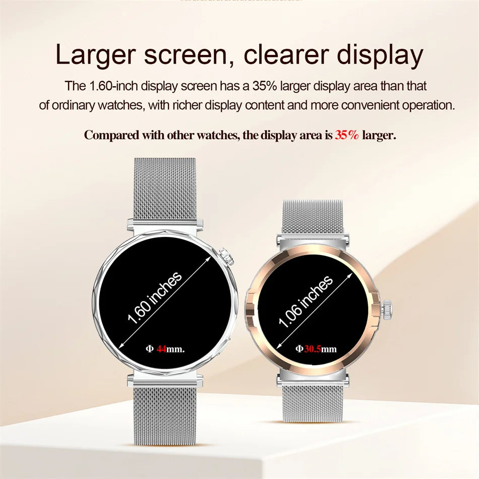 Bluetooth Call Smartwatches Ladies AMOLED HD Screen Heart Rate Monitor Bluetooth Call IP68 Waterproof Smart Watch 2025 New