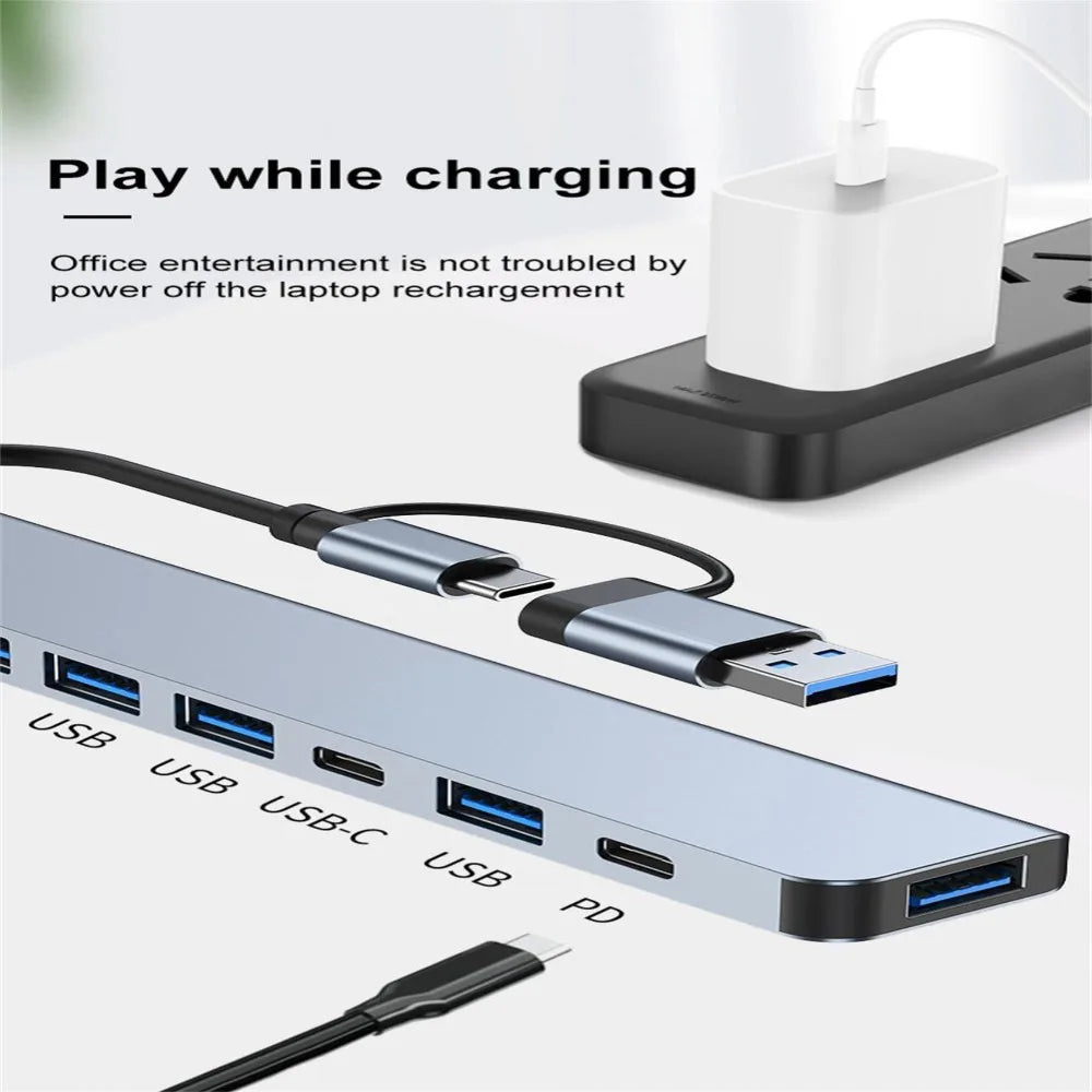 1 To 7 Type-c Expansion Dock Hub Multi Interface Multifunctional 7-in-1 USB Splitter Splitter Grey Type-C Docking Station