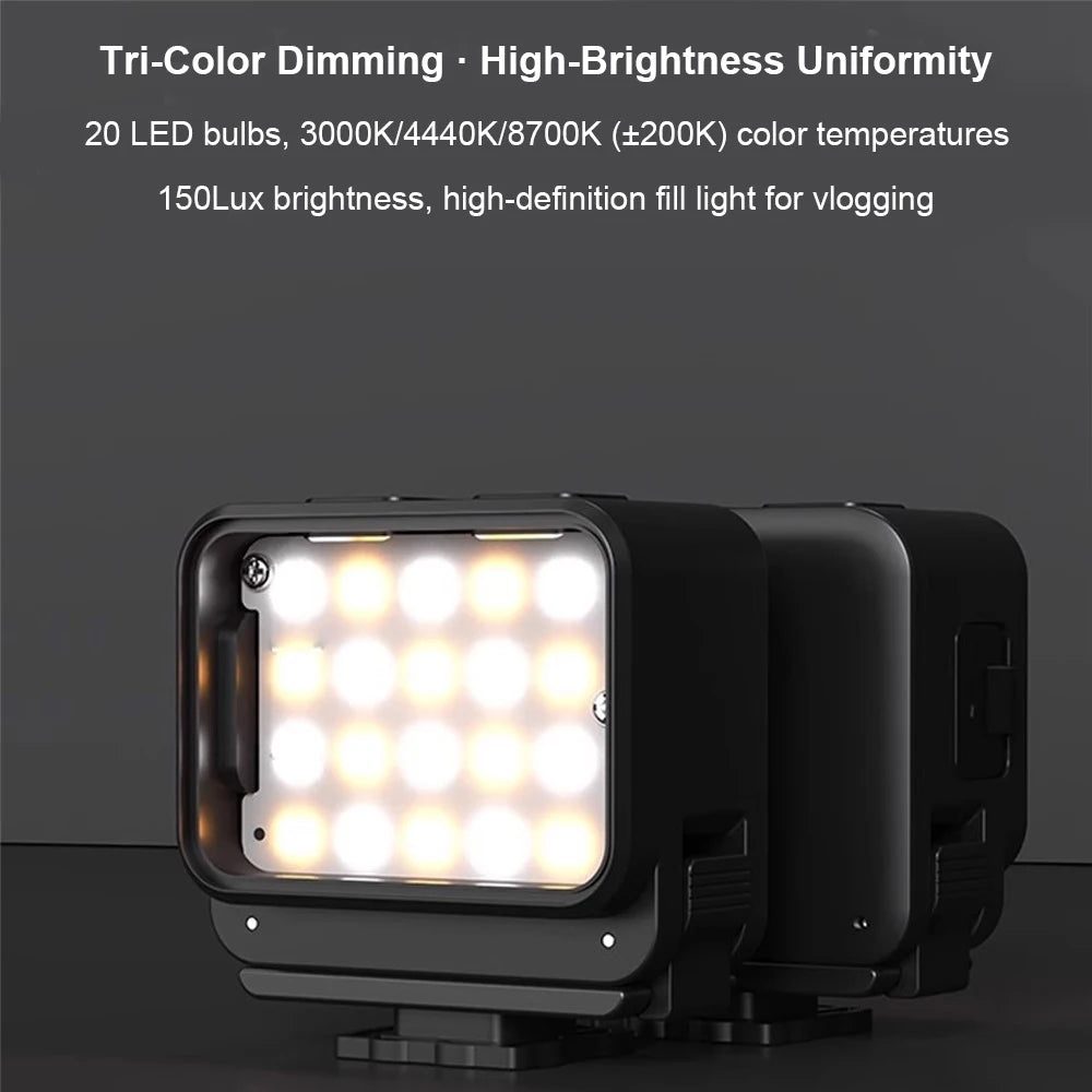 IPX4 Vlogging Light Mini LED Action Camera Video Light Magnetic Photography Lighting for DJI Osmo OsmoCamera Cage Accessories
