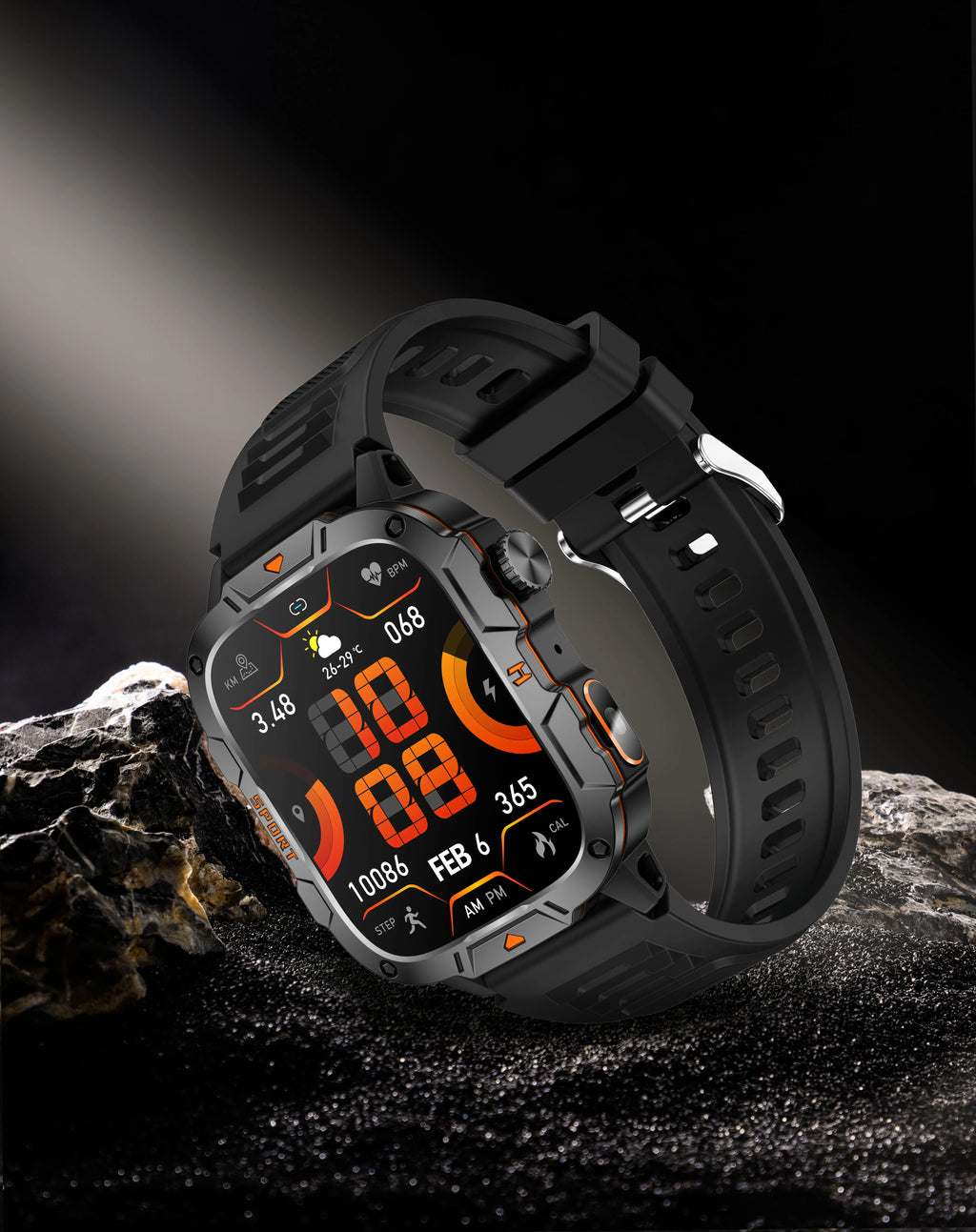 2026 New Rugged Smart Watch Men 1.96" AMOLED BT Call 5ATM Waterproof GPS Heart Rate Monitor LED Flashlight Military Sports Watch