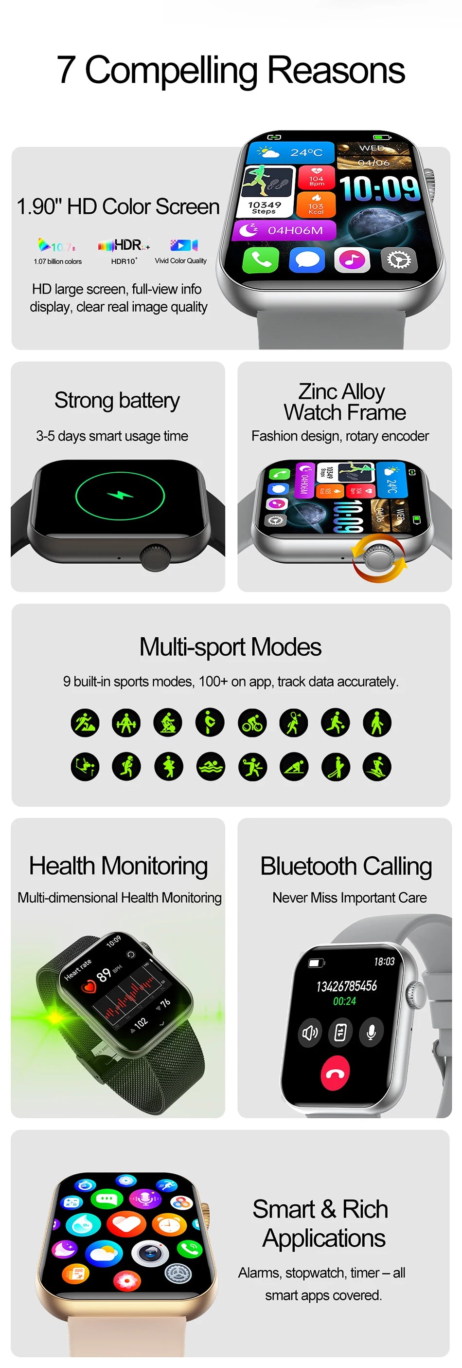 Bluetooth Call Smart Watch Women Health Monitor Watch Customizable Dial Fitness Sports Waterproof Watch Men Android IOS 2025 New