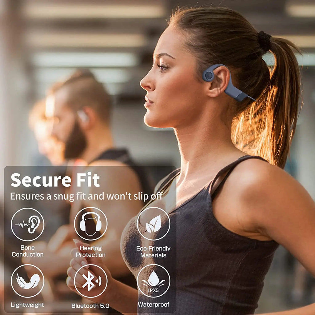 Bone Conduction Headphones Premium Open-Ear Wireless Bluetooth Sport Headphones with Microphones 20Hr Playtime Waterproof 460mah