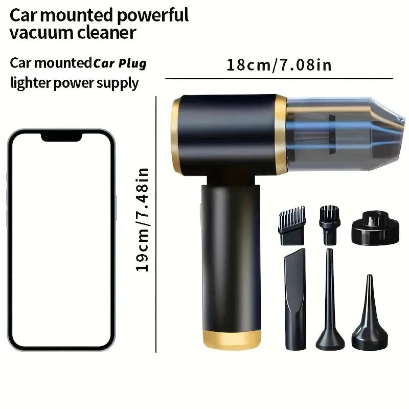 Mini 3-in-1 portable powerful vacuum cleaner, set of 1, for both car and household use - blowing and suction dual-use