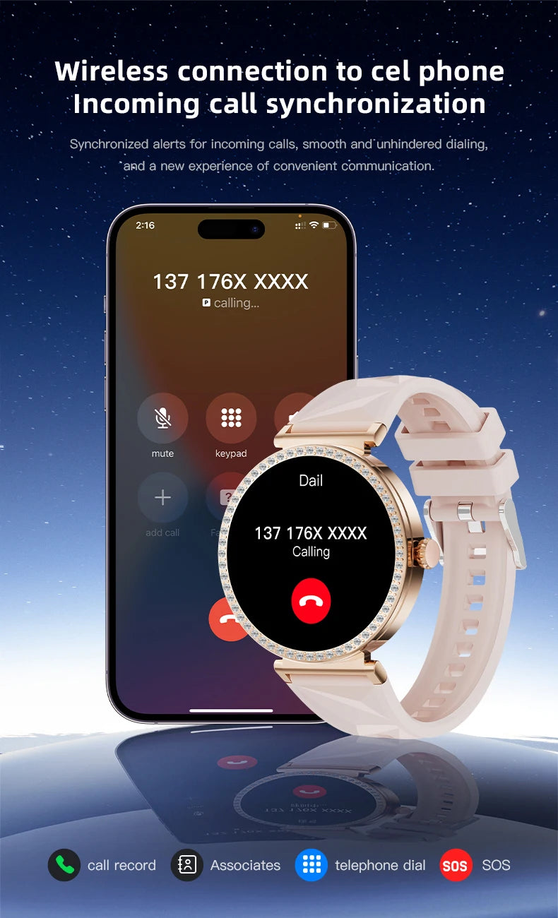 LIGE New 1.27" HD Screen Smart Watch For Women Health Band Waterproof Fitness Tracker Bluetooth Call Bracelet Ladies Smartwatch
