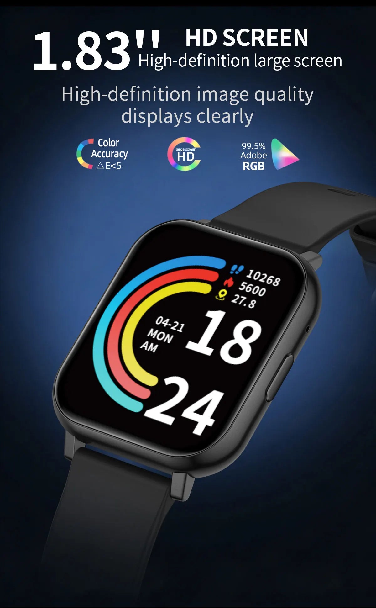 LIGE 1.83" HD Screen Smartwatch Fitness Health Monitor 2026 New Bluetooth Call Waterproof Call Reminder Smart Watch Men Women