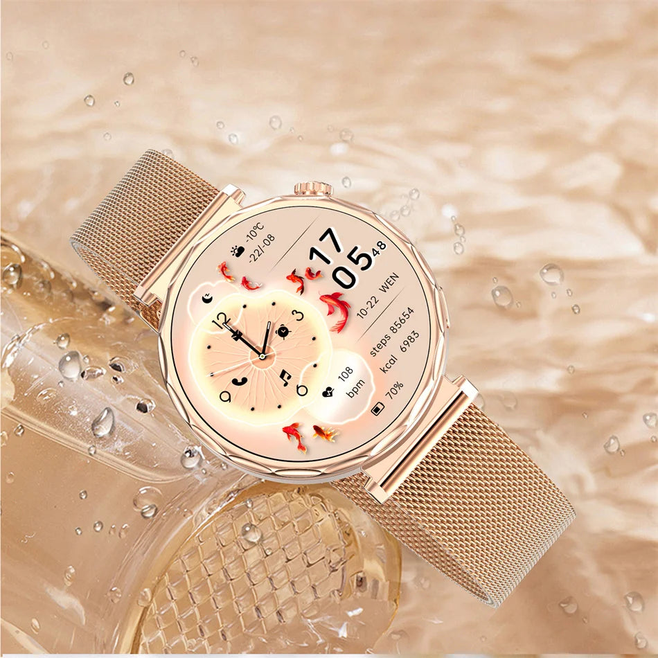 Bluetooth Call Smartwatches Ladies AMOLED HD Screen Heart Rate Monitor Bluetooth Call IP68 Waterproof Smart Watch 2025 New