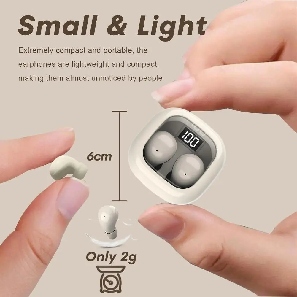 Invisible Sleep Wireless Earbuds Mini In Ear Bluetooth Headphones Long Battery Life Soft Wear Noise Blocking Earphones