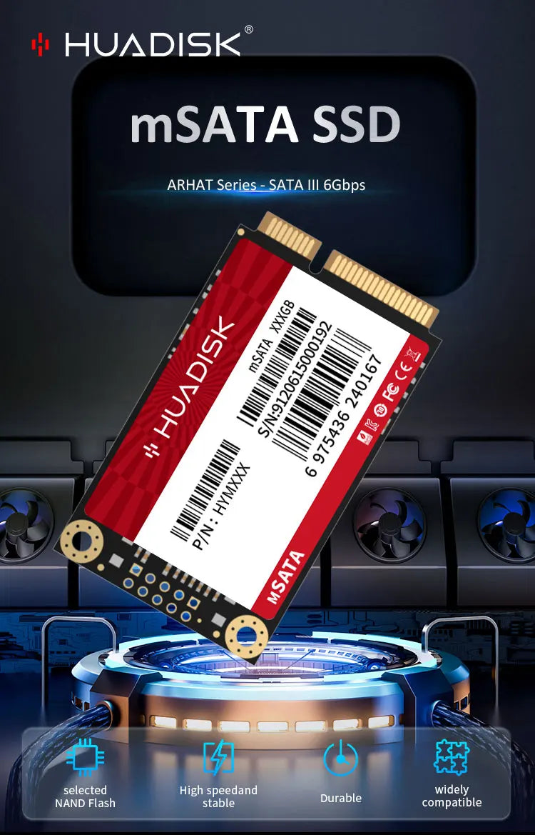 HUADISK Internal Solid State Drive MINI SATA3.0 128GB 256GB 512GB 1TB MSATA SSD Solid State Hard Drive For Desktop