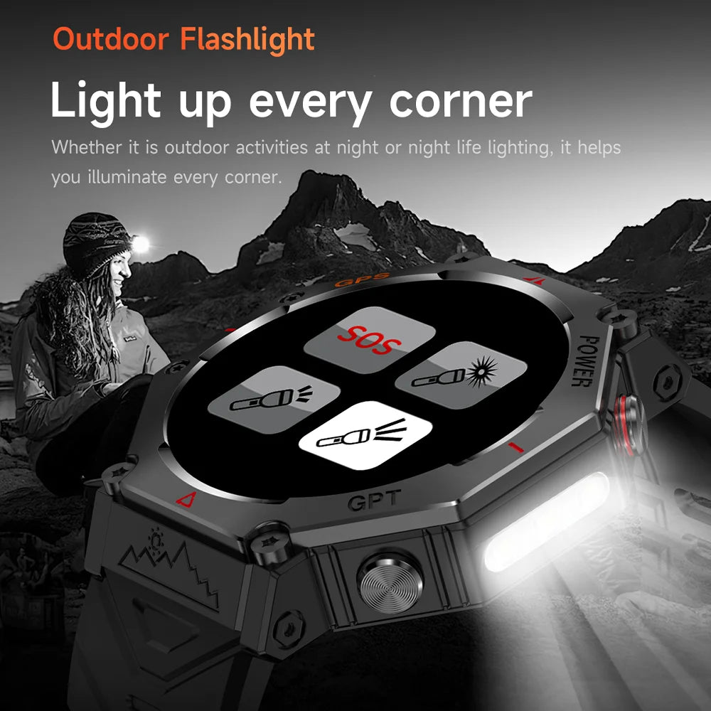 2026 NEW Military Outdoor GPS Sports Smart Watch Men 1.39" 5ATM Waterproof 530mAh ChatGPT AI Assistant Compass Smartwatch