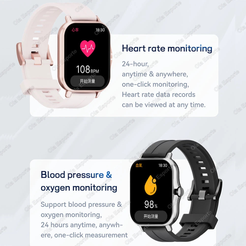 New Smart Watch Android IOS Phone 2.01'' Inch Color Screen Bluetooth Calls Blood Oxygen Monitor smartwatch For Women Men Gifts