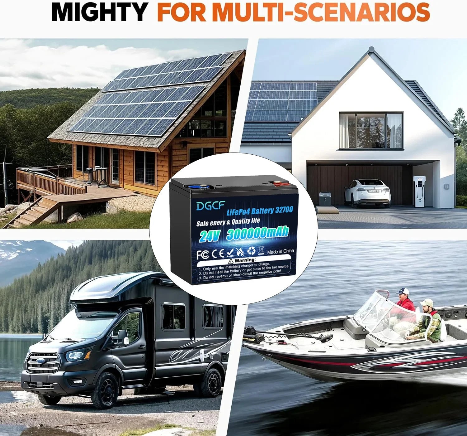32700🏆24V 300Ah LiFePO4 Lithium Battery, Built-in 300A BMS, Rechargeable 🔋Battery, for RV/Camper, Solar, Marine, Overland/Van