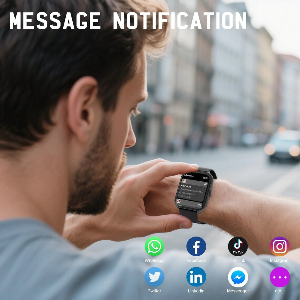 Smart Watch Men Women 1.95" HD ouch Screen Bluetooth Voice Call Heart Rate Monitoring Fitness Sports Tracker 100+ Sports Modes
