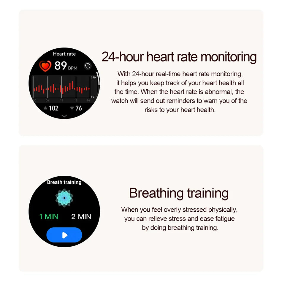 Bluetooth Call Smartwatches Ladies AMOLED HD Screen Heart Rate Monitor Bluetooth Call IP68 Waterproof Smart Watch 2025 New
