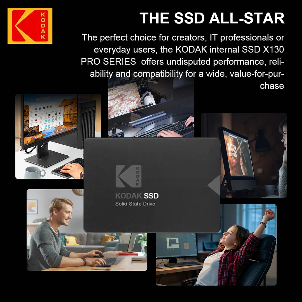 [Brand Storage] Kodak X130Pro Series Ssd-Sata3.0 Ultra-Fast 2.5inch Solid State Drive 512Gb/256Gb/128Gb - Durable Internal Storage for Laptops and Desktops