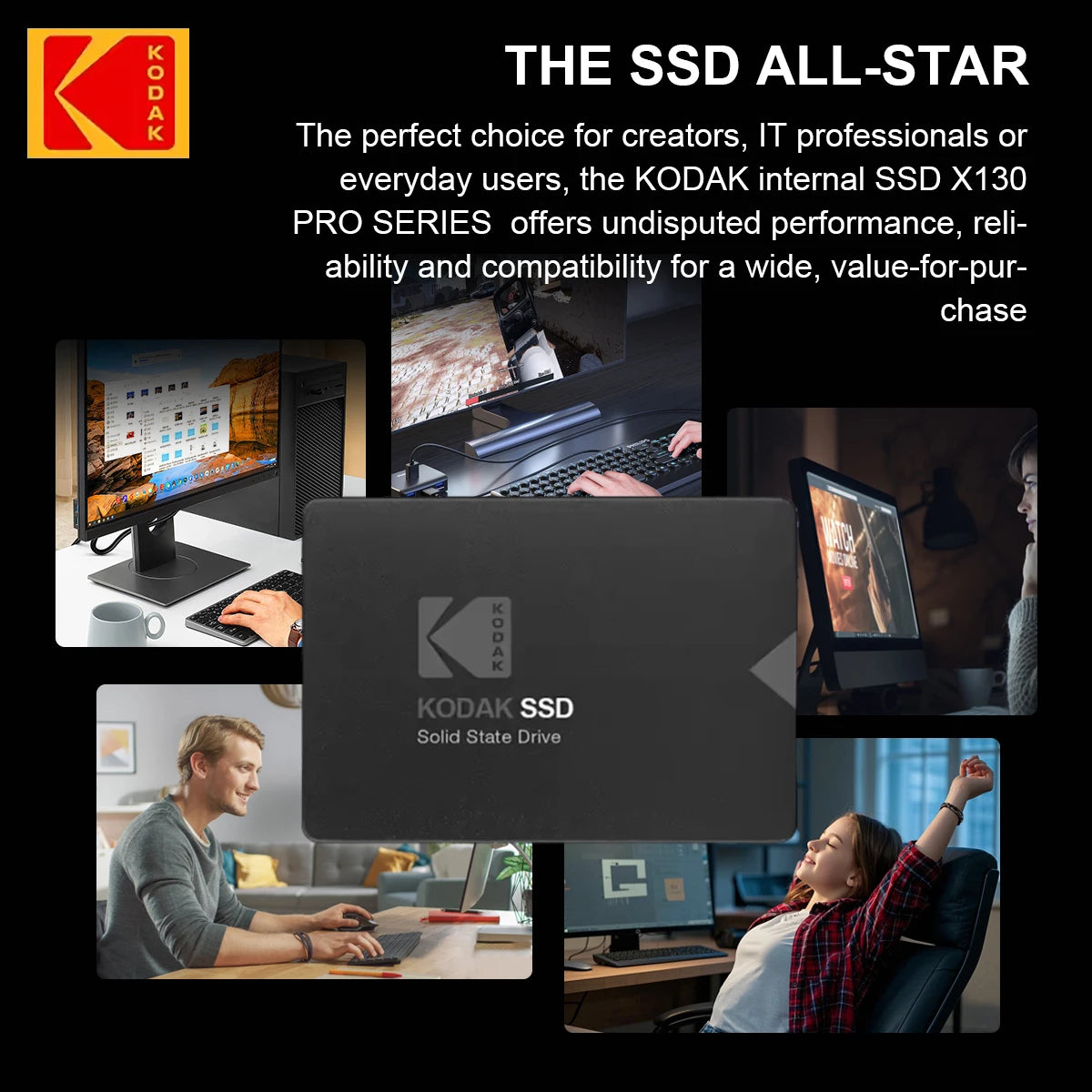 [Brand Storage] Kodak X130Pro Series Ssd-Sata3.0 Ultra-Fast 2.5inch Solid State Drive 512Gb/256Gb/128Gb - Durable Internal Storage for Laptops and Desktops