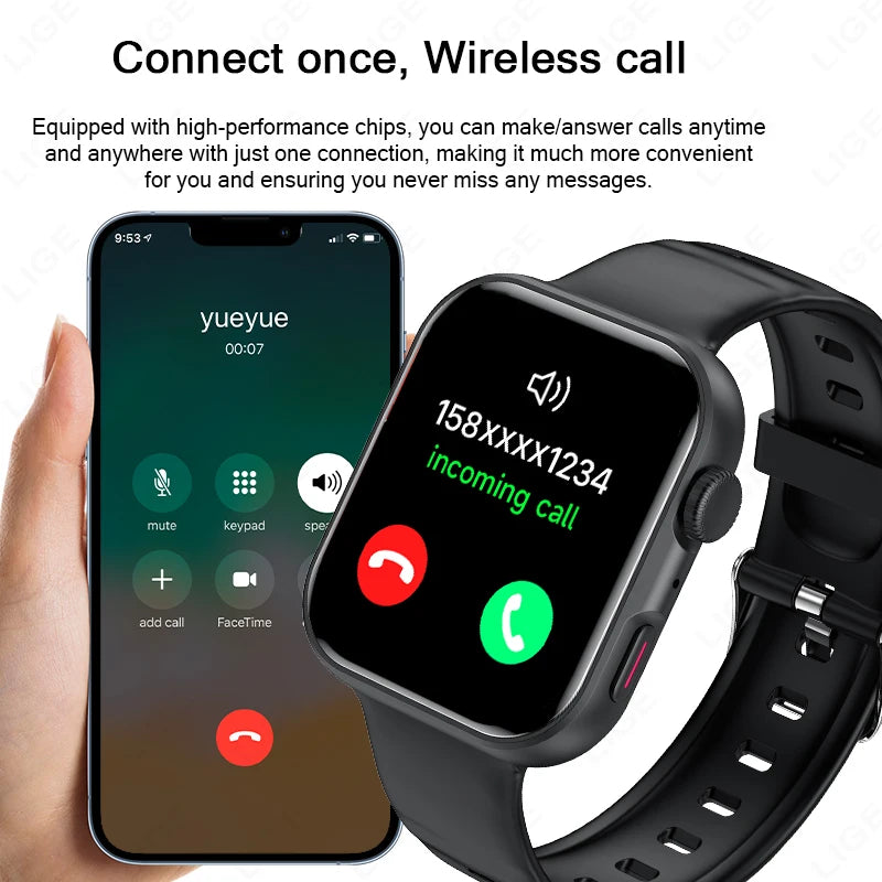 LIGE New Bluetooth Call 1.83" AMOLED Smart Watch For Android IOS Dynamic Island Men Women Sports Fitness Blood Oxygen Smartwatch
