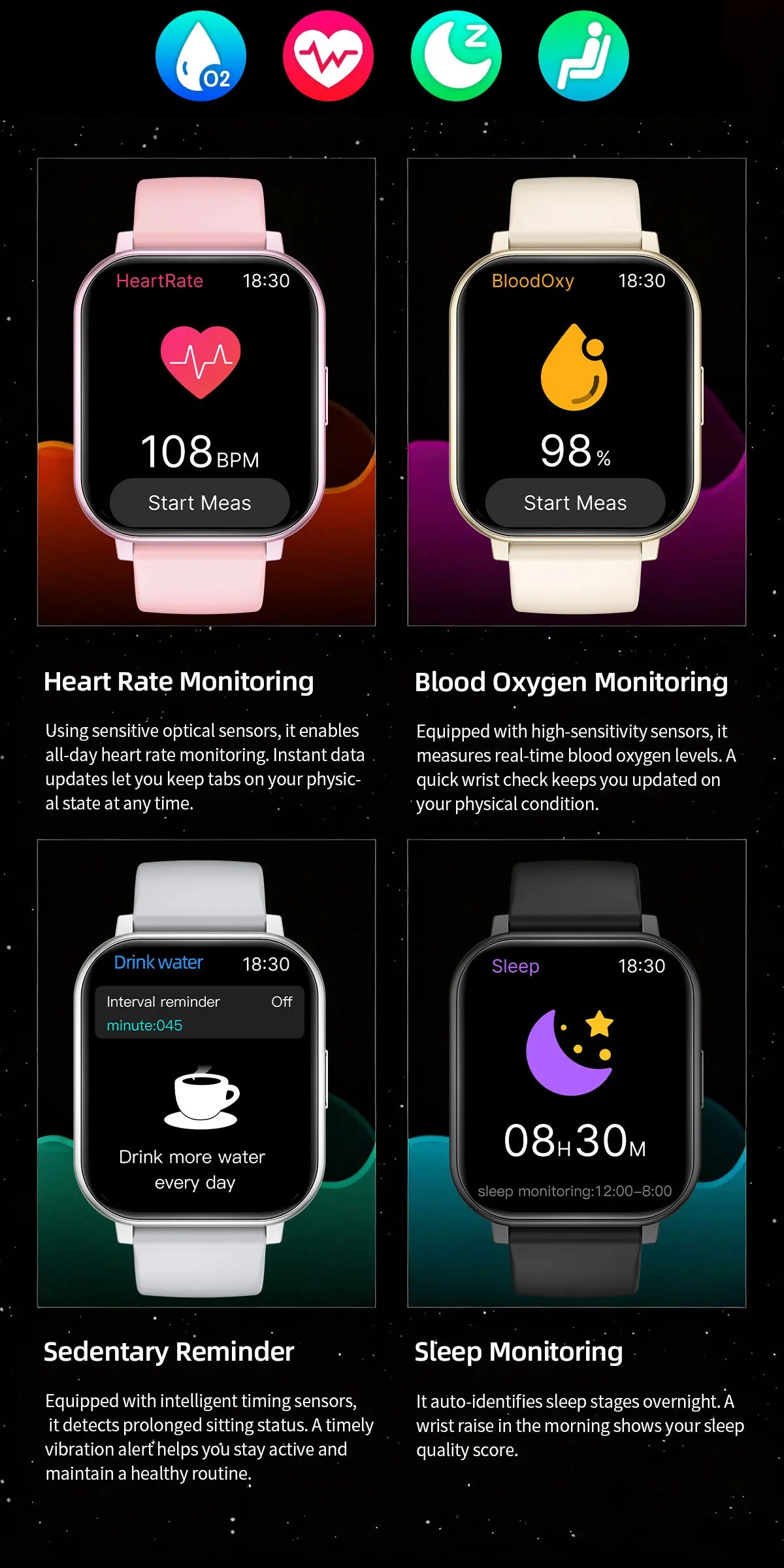 LIGE 1.83" HD Screen Smartwatch Fitness Health Monitor 2026 New Bluetooth Call Waterproof Call Reminder Smart Watch Men Women