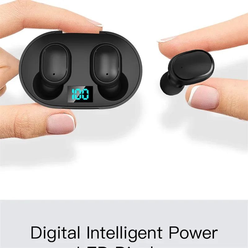 Wireless Bluetooth Earphones for Smartphones E6S TWS Digital Display Noise Cancelling Earbuds with Mic HiFi Stereo Sound Headset