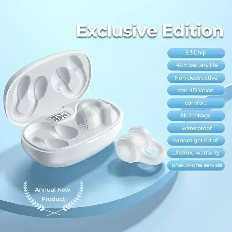 Wireless Earphone Noise Reduction Bluetooth LDE Power Display Earbuds in-Ear Headsets with Mic Touch Control for Phones