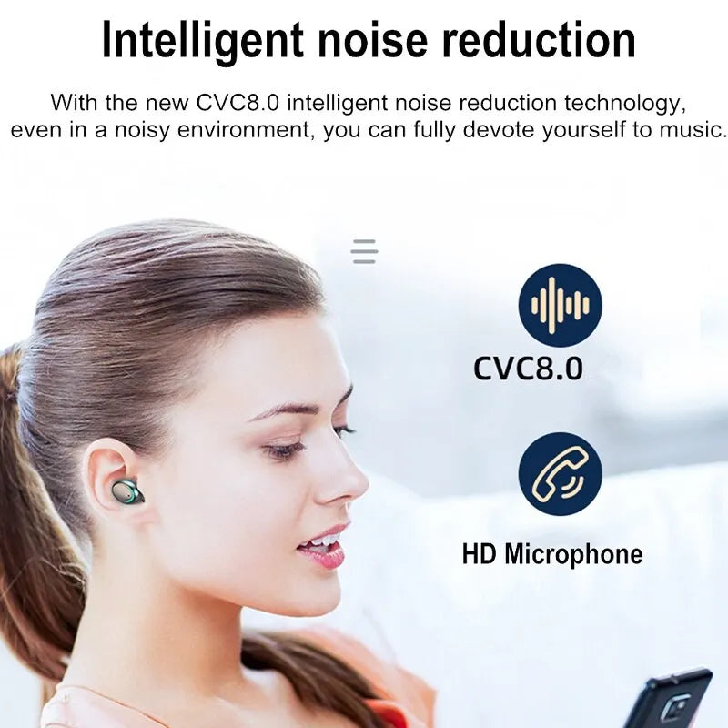 Wireless TWS Bluetooth 5.0 Earphone with LED Display Touch Noise Canceling Earbuds Sports Music Game Headset Waterproof 1200mAh