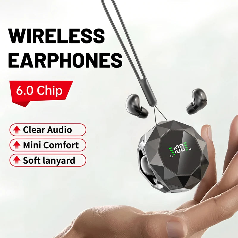 MINI Headphones Wireless Bluetooth Earphones 6.0Chip In Ear Invisible Headsets HIFI Bass Sleep Earbuds Noise Reduction Earphone