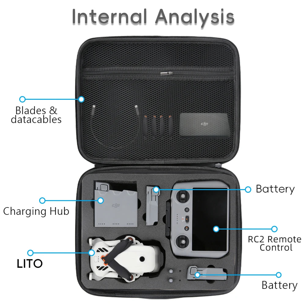 Portable Drone Carry Case For DJI LITO X1 1 Hard Shell Storage Bag Waterproof Handbag For RC 2 RC N3 Control Charger Accessories