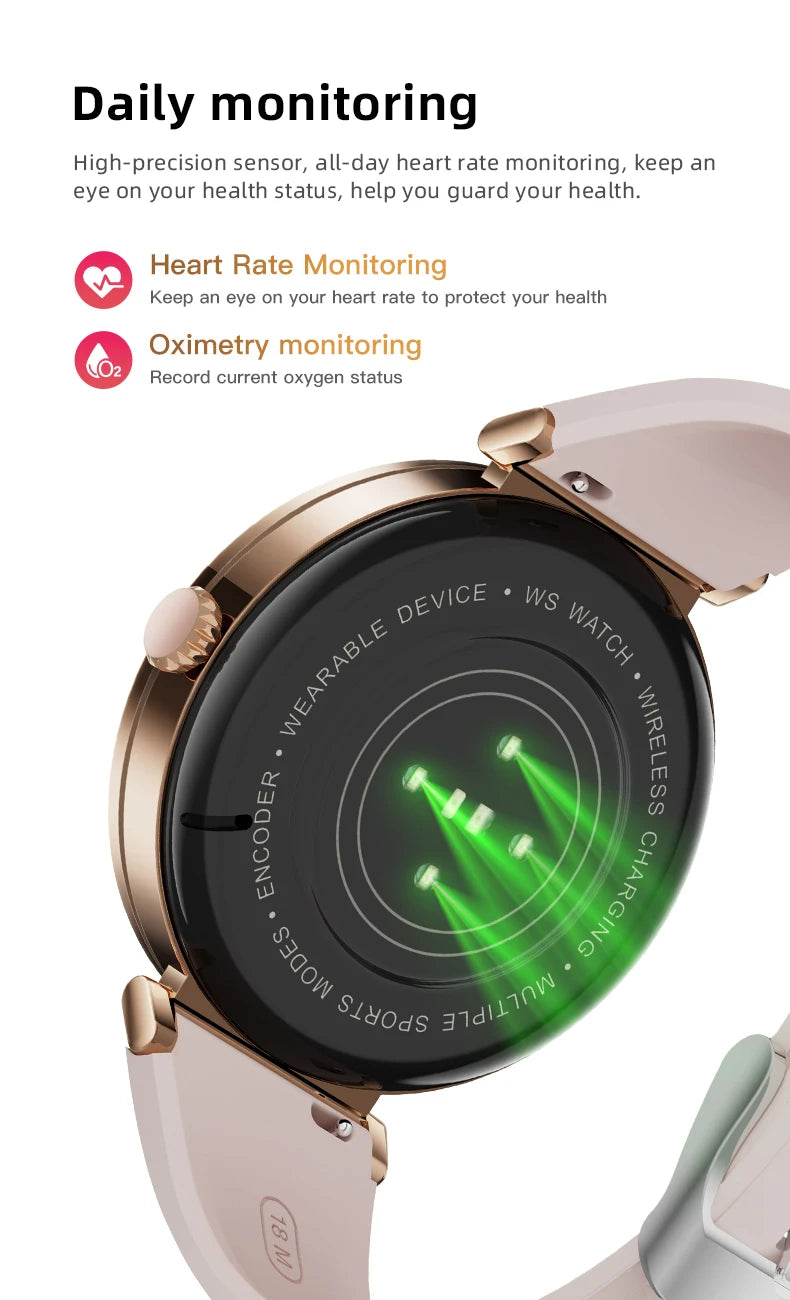 LIGE New 1.27" HD Screen Smart Watch For Women Health Band Waterproof Fitness Tracker Bluetooth Call Bracelet Ladies Smartwatch