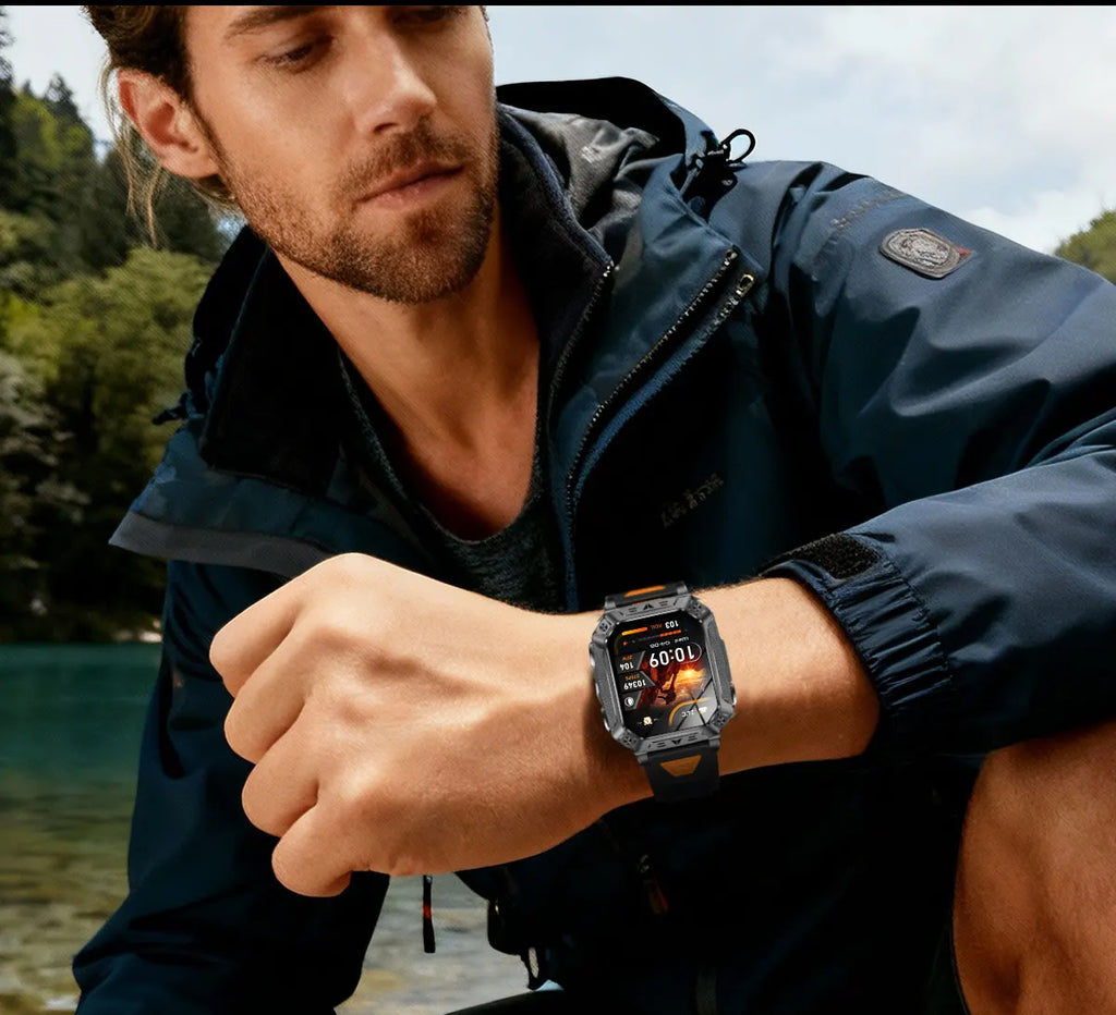 2026 Military 5ATM Waterproof Smart Watch Men 1400mAh Battery GPS Tracks 2.01" HD AMOLED Bluetooth call Sport Fitness Smartwatch