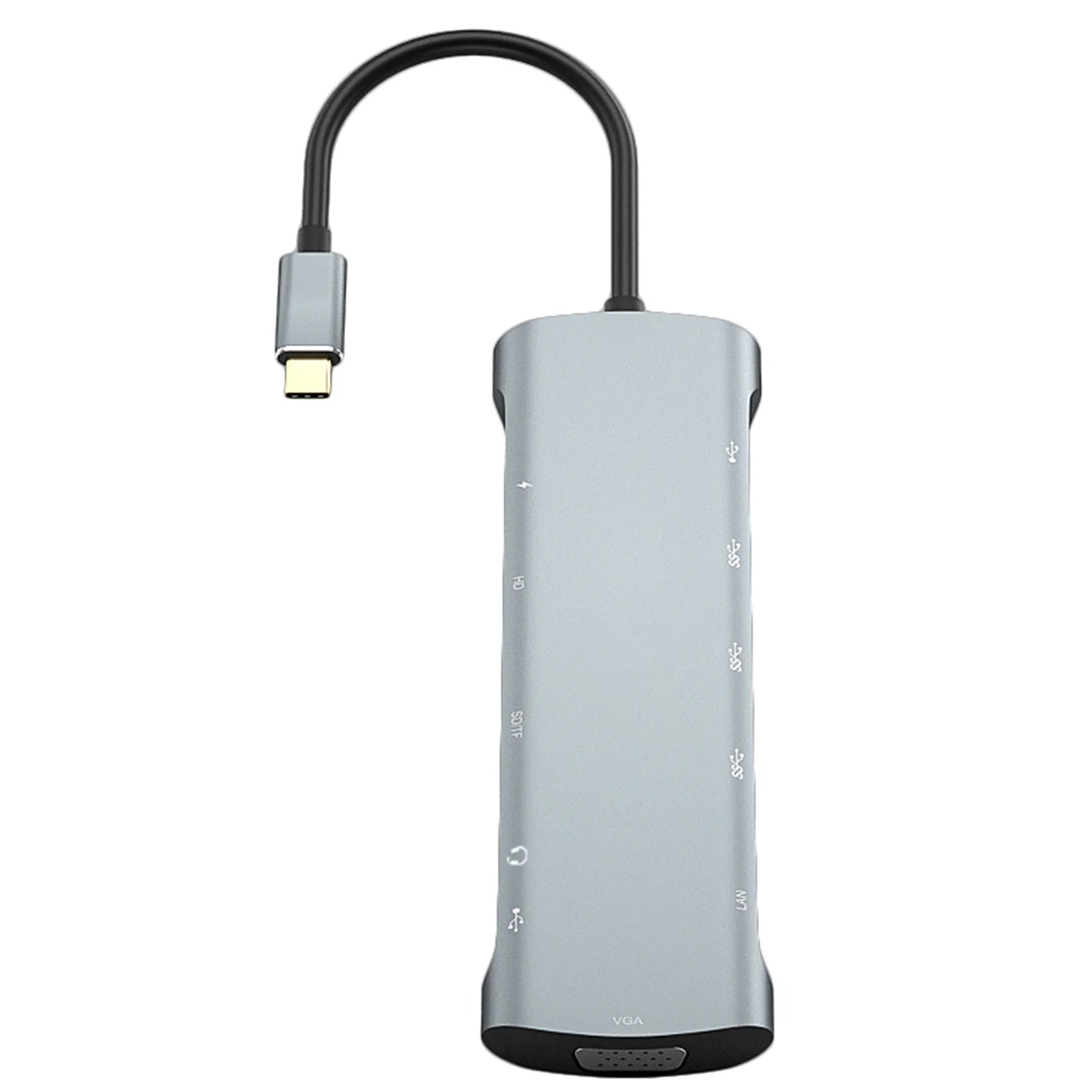 12-In-1 Hub Docking Station Type C to PD HD VGA USB3.0*3 USB2.0 RJ45 Card Reader Headphone Type C/M Docking Station