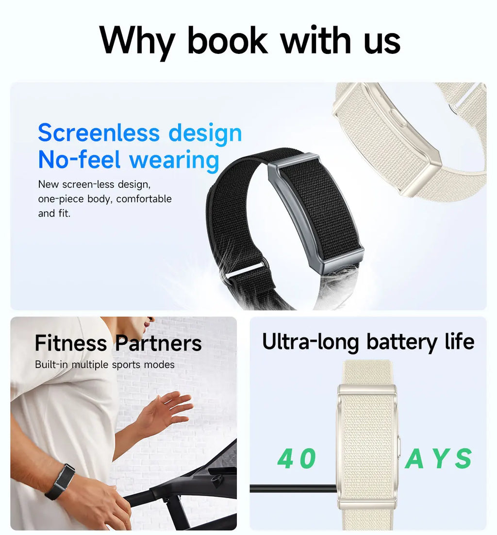 2025 New Screenless Smart Watch Men Sport Outdoors Fitness Tracker Heart Rate Monitor IP68 Waterproof Smartwatch For Andrio iOS
