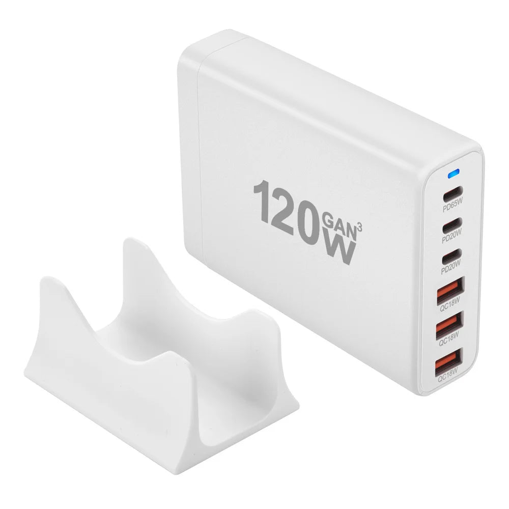 New Style 120W GaN Charger 6 Ports USB Type C PD Charger Quick Charge USB3.0 Type C Quick Charger Mobile Phone USB Charger