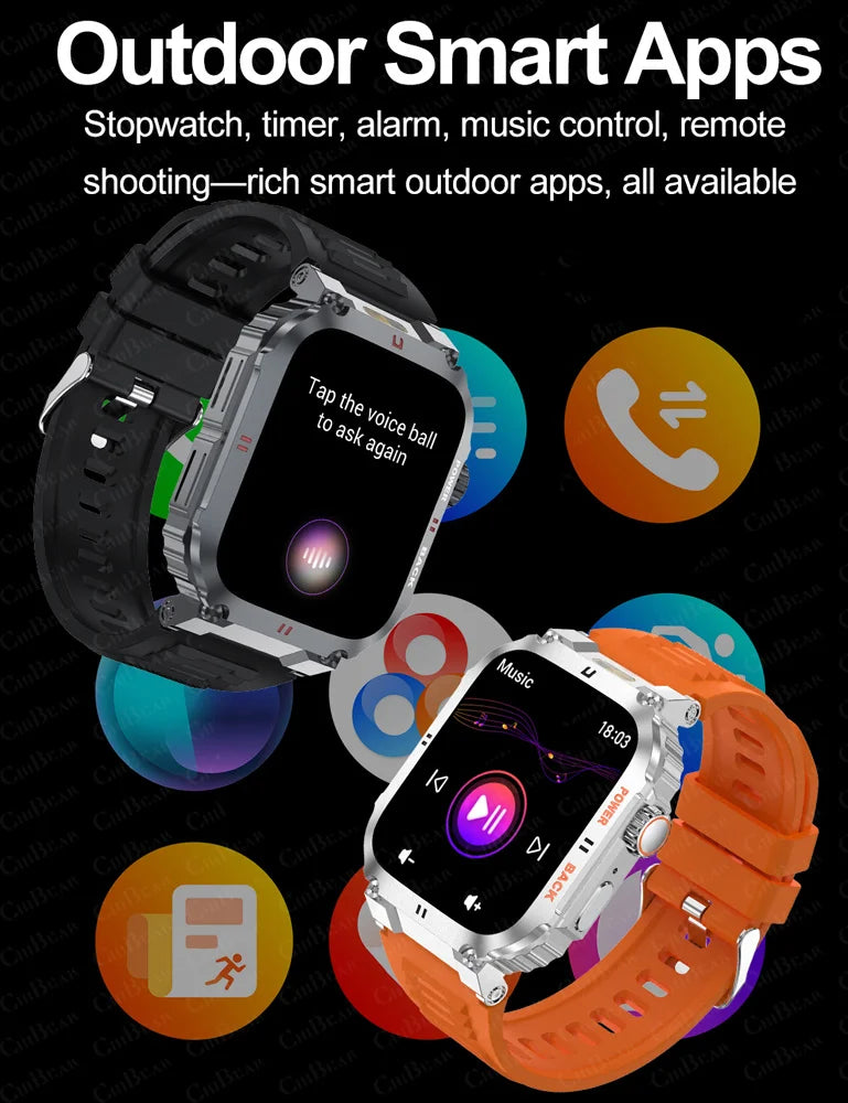 Outdoor Military Smartwatch Men GPS Sports Android iOS 1.91-inch Touch Screen Bluetooth Call Waterproof Smart Watch Android IOS