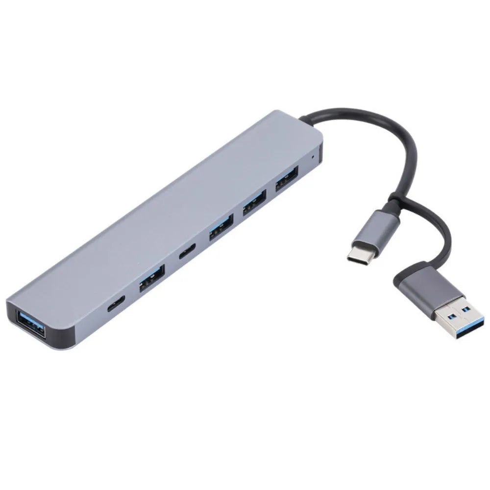 1 To 7 Type-c Expansion Dock Hub Multi Interface Multifunctional 7-in-1 USB Splitter Aluminum Alloy Grey Type-C Docking Station