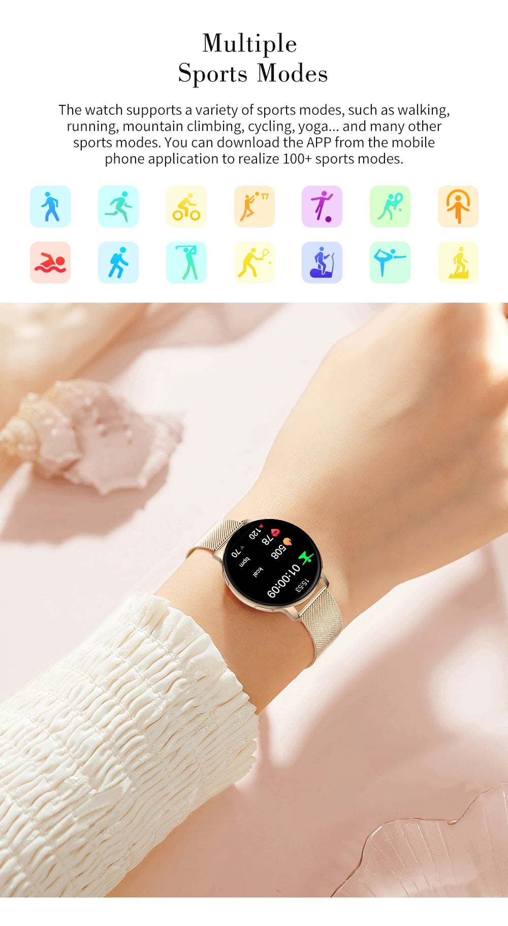 Women Smart Watch Blood Pressure Heart Rate Health Monitor Bluetooth Call Waterproof Ladies Fashion Smartwatch for Android IOS