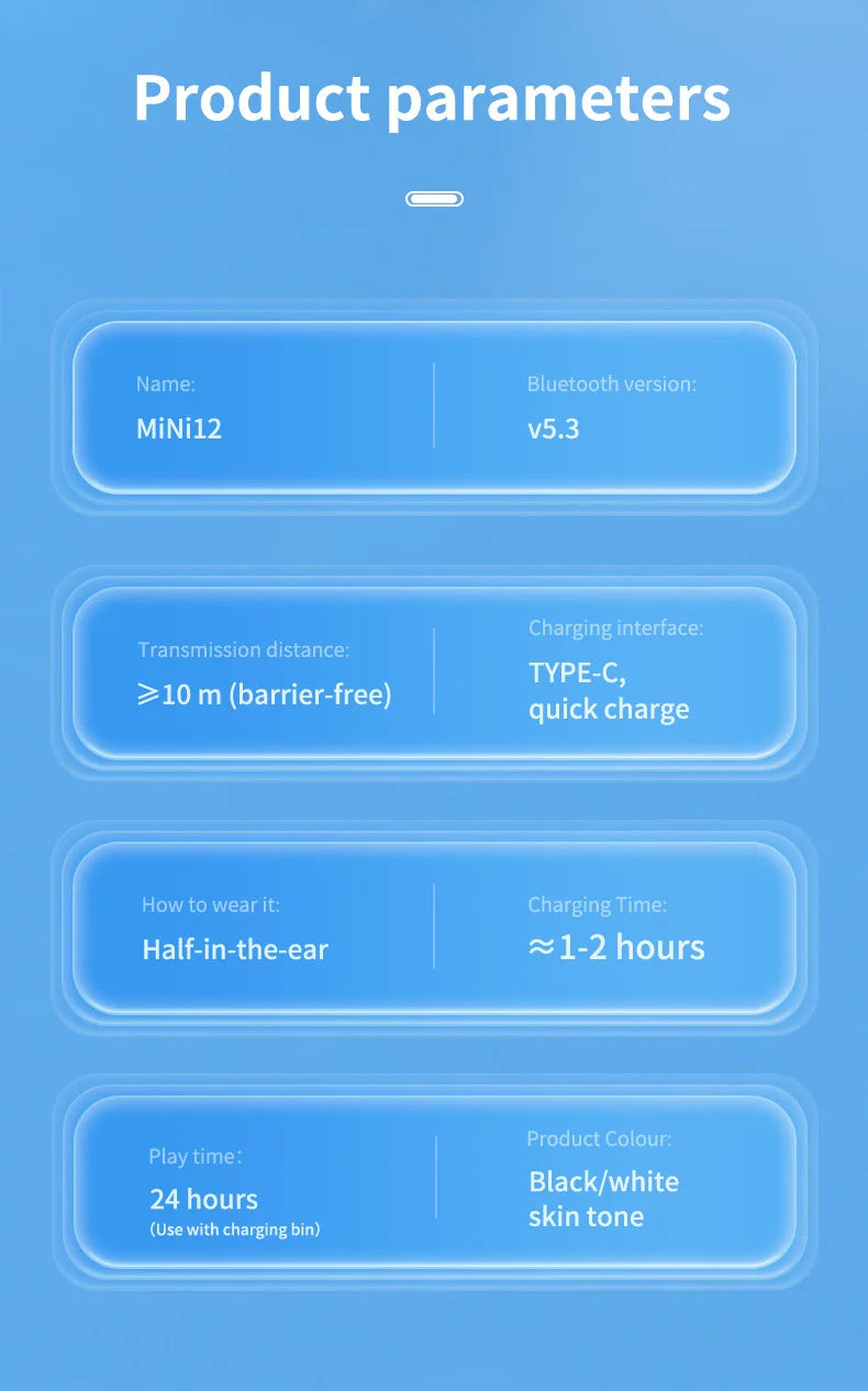 Mini Invisible Wireless Earphone TWS Bluetooth 5.3 Sleep Headphone Hidden Earbuds Waterproof Noise Reduction HiFi Sports Headset