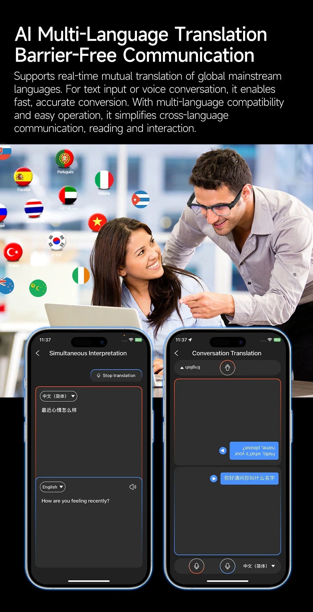 Smart Glasses 800W Camera 2026New Technologies Video Recording AI Photo Recognition Bluetooth Calls Voice Translation Sunglasses