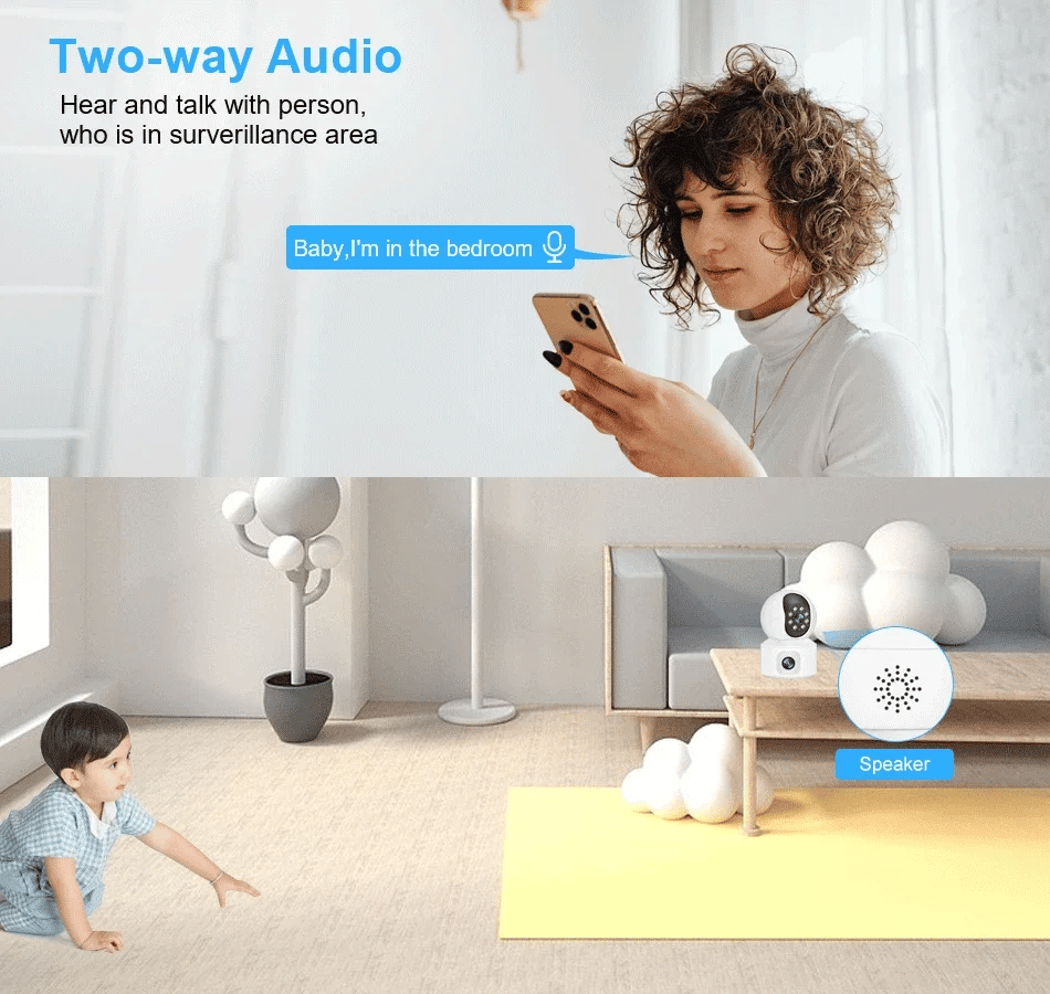 6MP iCsee WiFi IP Camera Dual Lens Dual Screen PTZ Auto Tracking Home Security Camera Baby Monitor CCTV Video Surveillance Cam