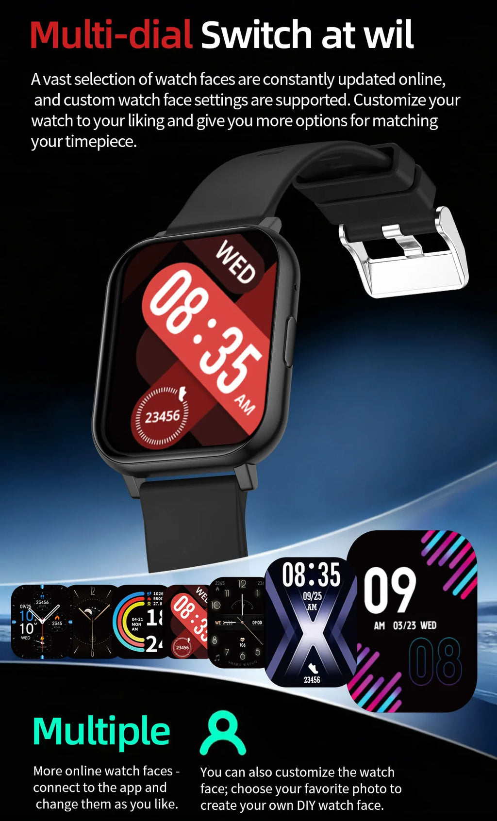 LIGE 1.83" HD Screen Smartwatch Fitness Health Monitor 2026 New Bluetooth Call Waterproof Call Reminder Smart Watch Men Women