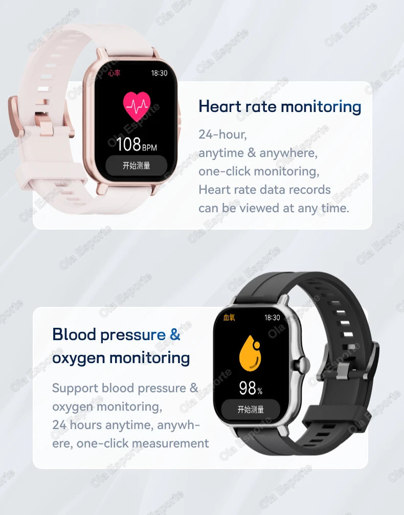 New Smart Watch Android IOS Phone 2.01'' Inch Color Screen Bluetooth Calls Blood Oxygen Monitor smartwatch For Women Men Gifts