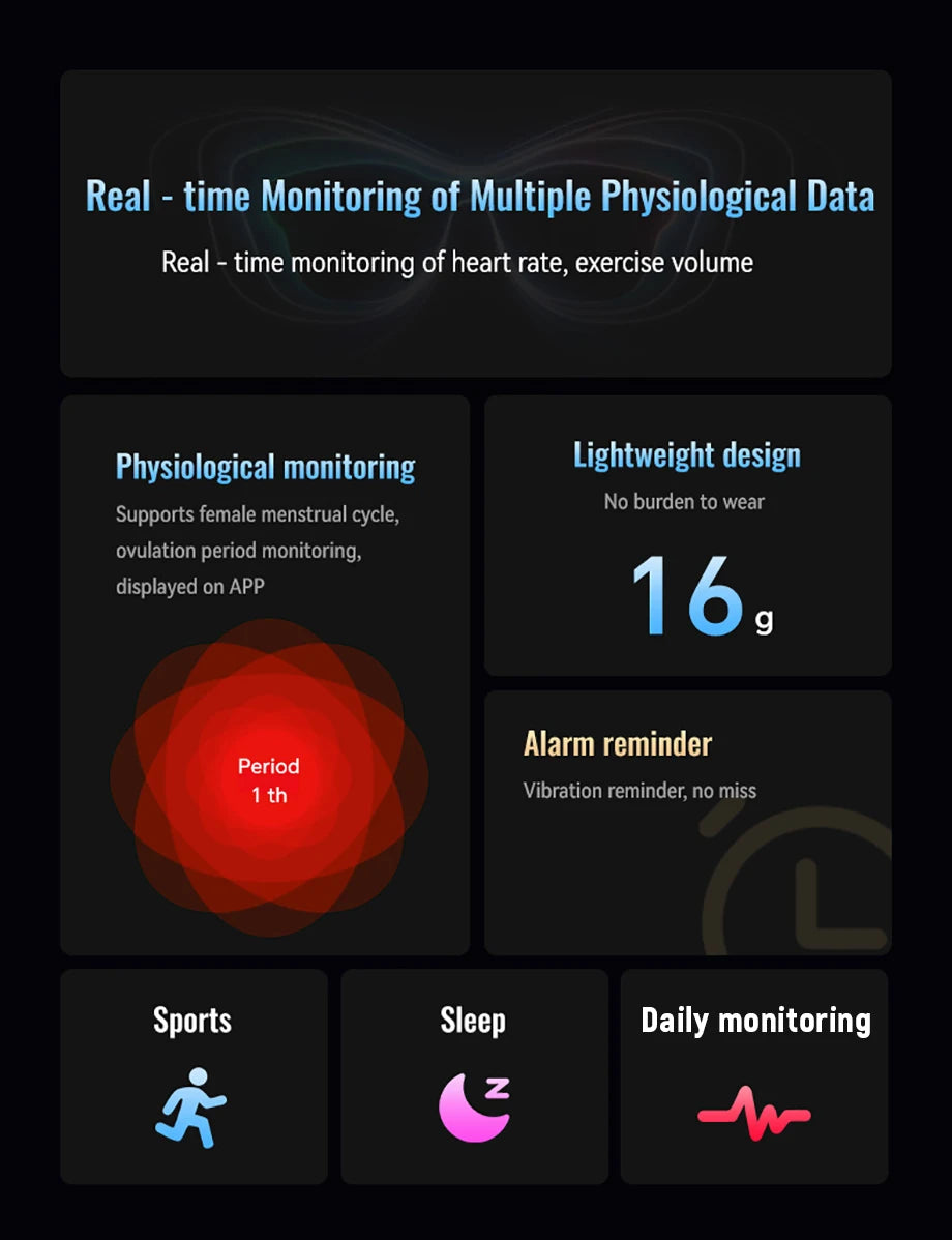 LIGE No Screen Smart Bracelet Blood Oxygen Health Monitor Watches Waterproof Sports Fitness Women's Smart Watch for Android ios