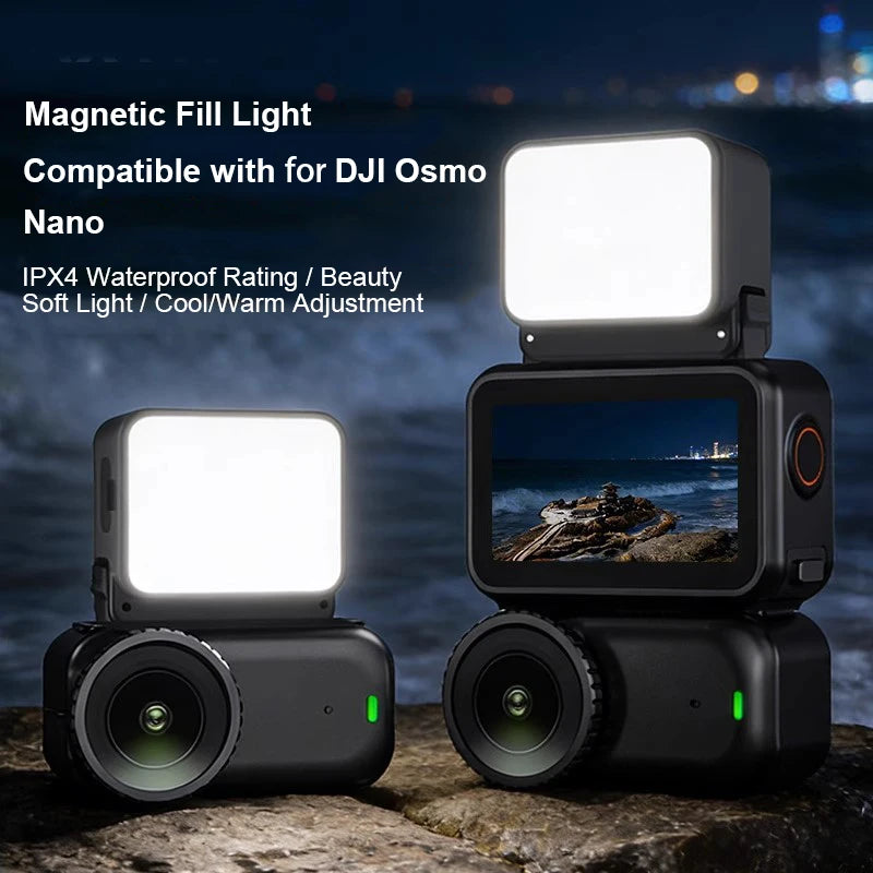 IPX4 Vlogging Light Mini LED Action Camera Video Light Magnetic Photography Lighting for DJI Osmo OsmoCamera Cage Accessories