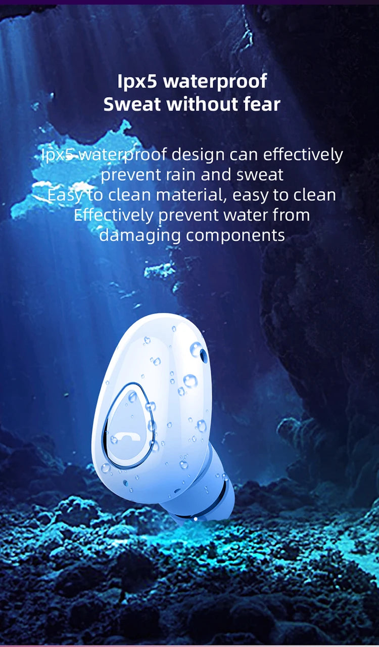 Mini Invisible Wireless Bluetooth 5.0 Earphone Noise Cancelling Headphone Handsfree Stereo Headset Sports Earbud With Microphone