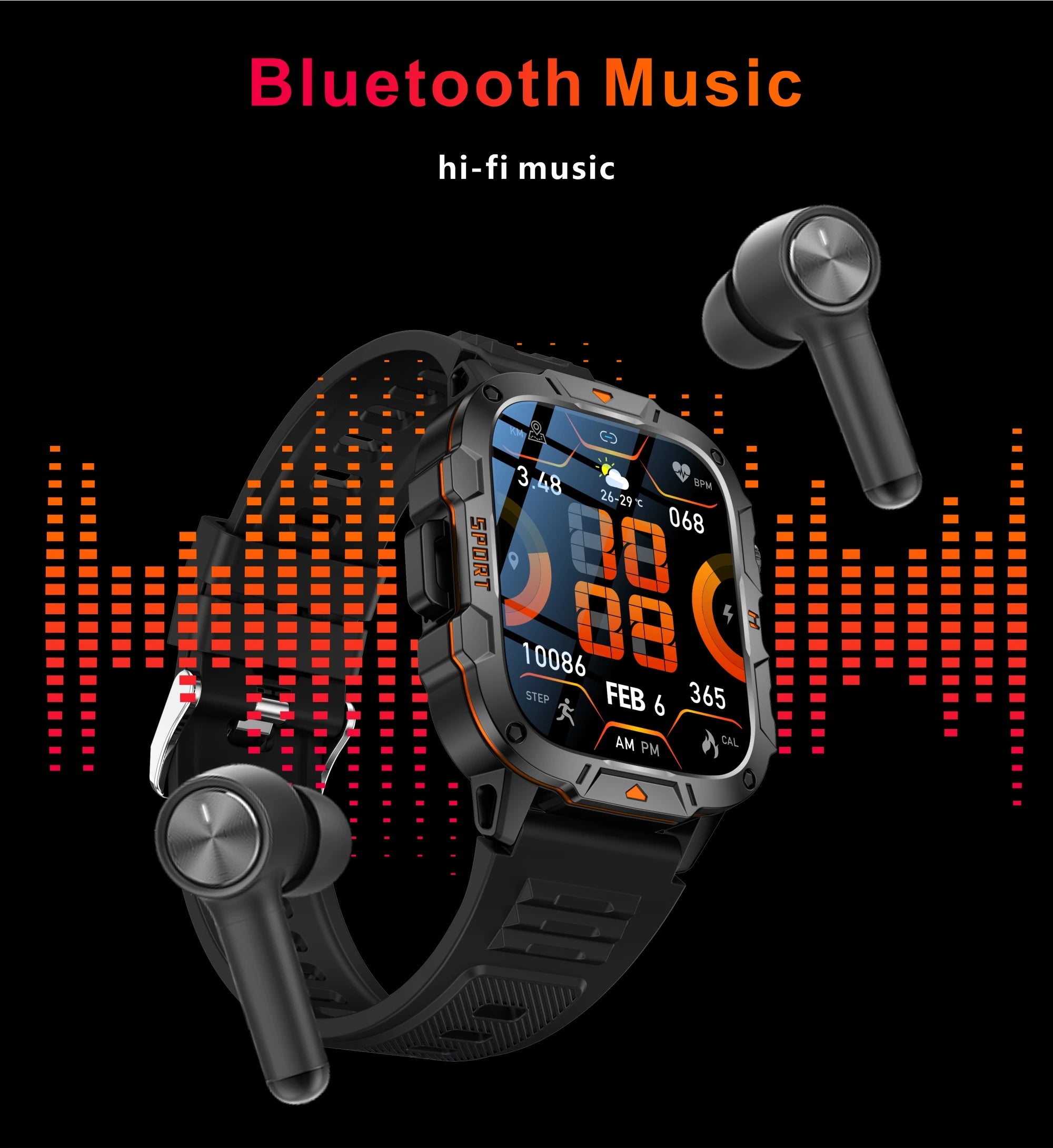 2026 New Rugged Smart Watch Men 1.96" AMOLED BT Call 5ATM Waterproof GPS Heart Rate Monitor LED Flashlight Military Sports Watch
