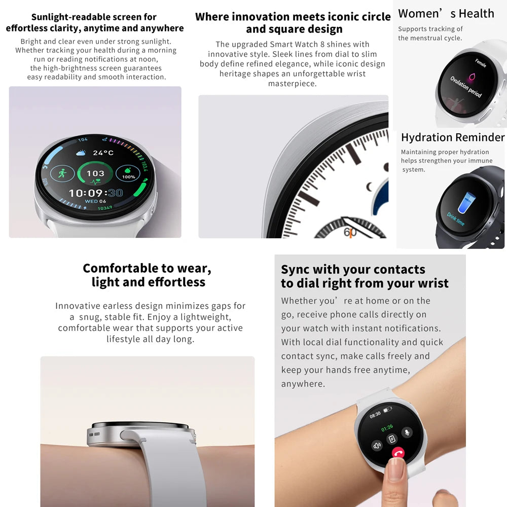 2025 Watch GPS Track Smart Watches For Men Women Sport Heart Rate Bluetooth Call NFC IP68 Waterproof Compass Smartwatch 8 Mini