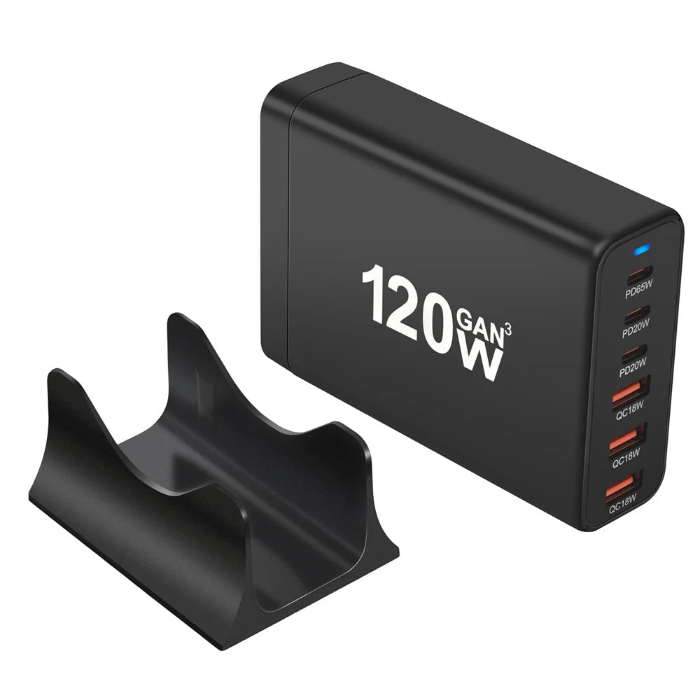 New Style 120W GaN Charger 6 Ports USB Type C PD Charger Quick Charge USB3.0 Type C Quick Charger Mobile Phone USB Charger