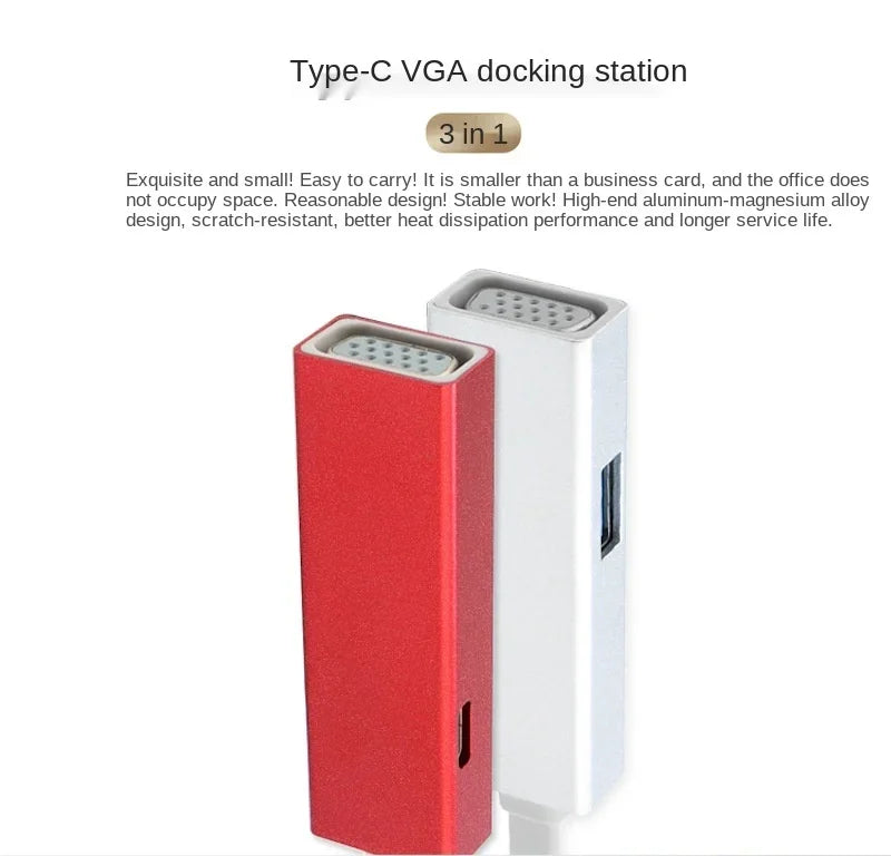 Three-in-one Docking Station USB-C To VGA HD Usb3.0hub Hub PD Power Supply Type-C Docking Station