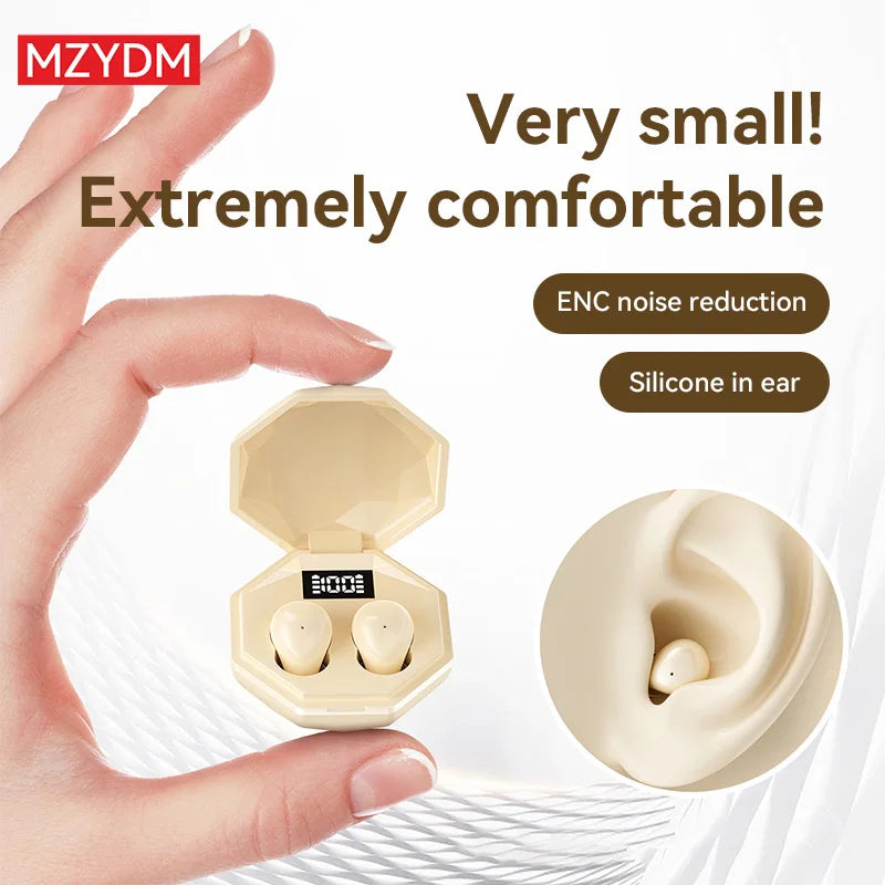 Mini Sleep Earbuds Wireless Headphones TWS Bluetooth 5.4 Earphones HIFI Stereo Noise Reduction Invisible Heasets For Home Work